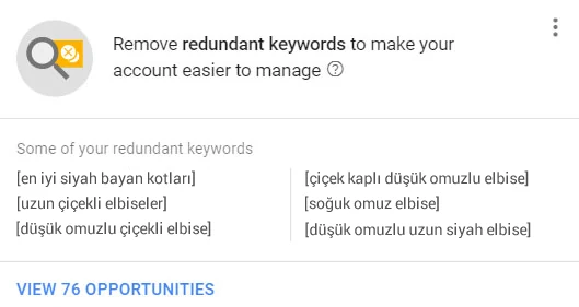 Keyword recommendation in optimisation score